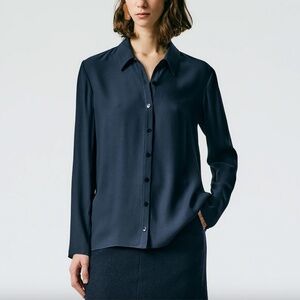 Feather Weight Eco Crepe Slim Shirt Midnight Navy, 8